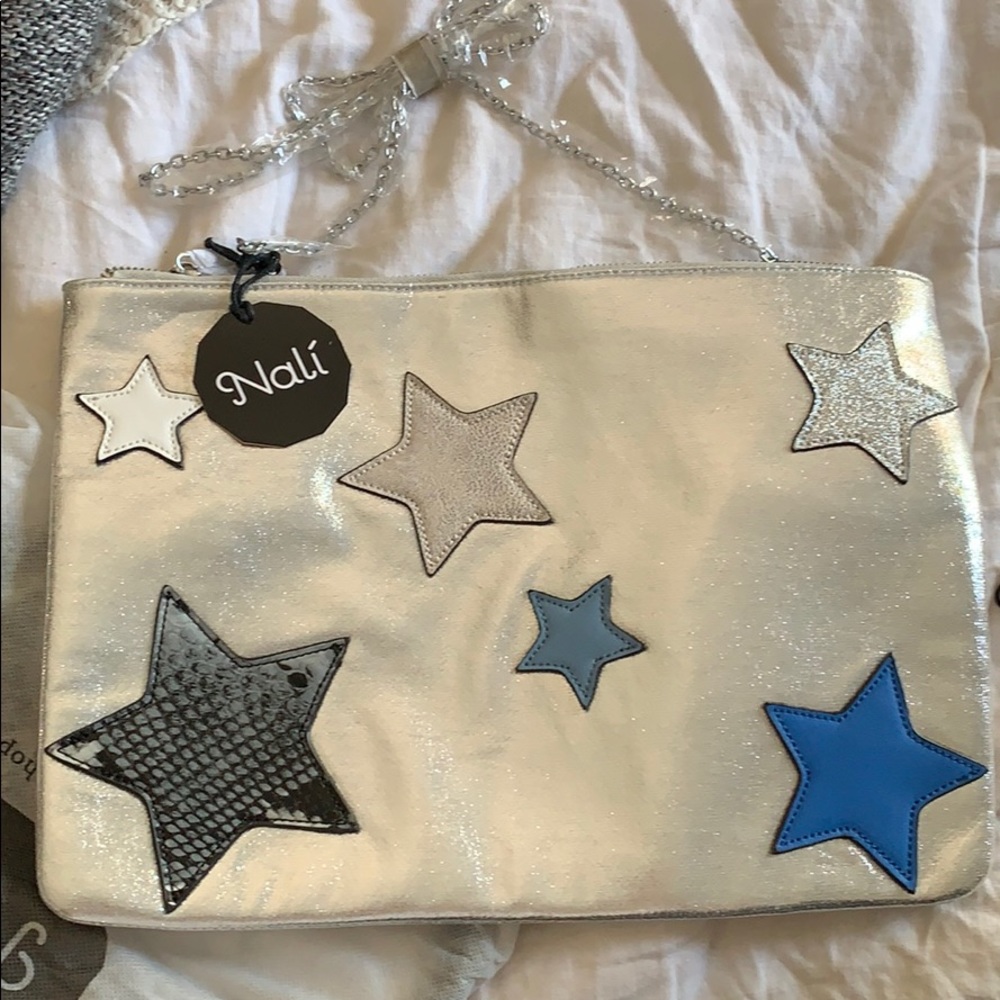 ASOS Nali bag in silver with stars NWT